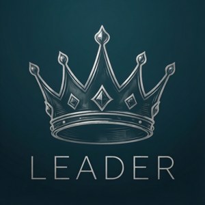 Contur de coroană argintiu decolorat, cu textul 'LEADER' pe fundal teal. — Pixel Watch 5 Fundal