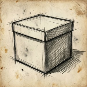 Contur artistic desenat de mână al unei cutii pe textură de hârtie, perfect pentru proiecte creative. — Tecno Phantom Fundal
