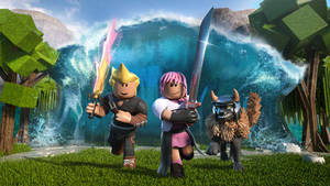 Cool Roblox fugind de valuri — Roblox Fundal
