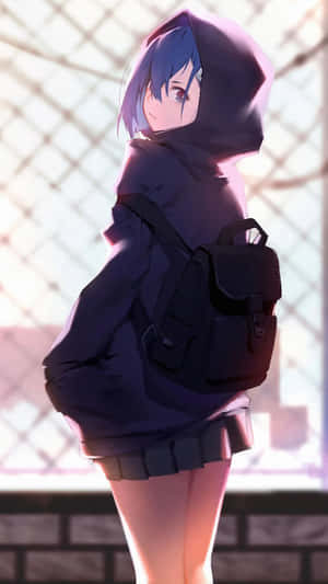 Poze cu Fetiță Anime în Hoodie — Anime drăguță fată Fundal