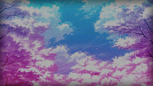 Copaci cu gradient estetic japonez — Anime estetic GIF Fundal