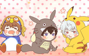 Fundal de ecran cu copii anime în salopetă Pikachu — Anime copii Fundal