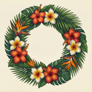 Coroană circulară elegantă de flori tropicale pe crem. — Tecno Phantom Fundal