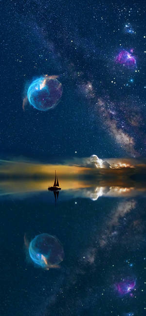 Wallpaper cosmos deasupra mării — iPhone 12 Pro Fundal