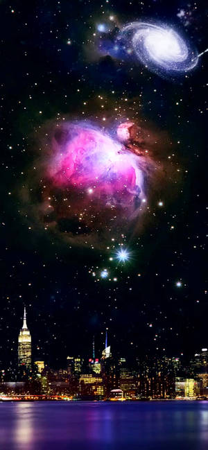 Fond de ecran Cosmos Deasupra NYC — iPhone 13 Mini Fundal