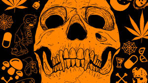 Craniu portocaliu de Halloween vintage