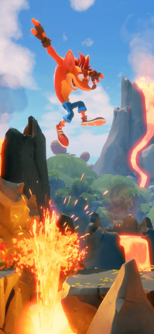 Fond de ecran Crash Bandicoot lava — iPhone 17 Pro Fundal