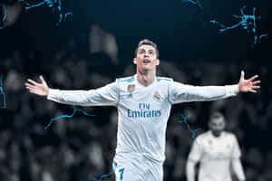 Cristiano Ronaldo în acțiune pe terenul de fotbal — Cristiano ronaldo Fundal