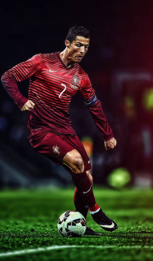 Cristiano Ronaldo fundal de perete în acțiune.