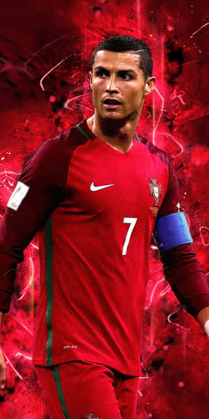 Cristiano Ronaldo executând un șut puternic pe teren