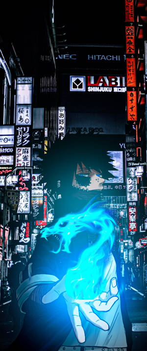 Dabi cu foc albastru în My Hero Academia pentru telefon — Galaxy Z Flip 6 Fundal