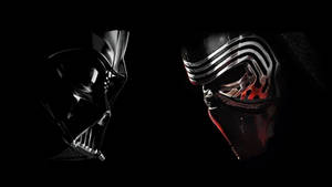 Personaje Star Wars înfruntându-se pe un fundal negru
