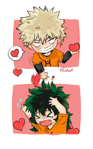 Deku și Bakugou drăguți în desen animat — Galaxy Tab Active5 Fundal