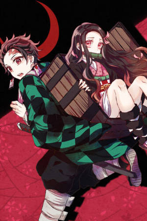 Demon Slayer Nezuko alături de fratele ei Tanjiro — Demon Slayer Nezuko Fundal