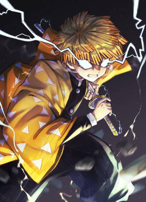 Demon Slayer Zenitsu Ochii de Tunet — Demon slayer zenitsu Fundal