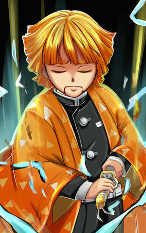 Demon Slayer Zenitsu concentrându-se — Demon slayer zenitsu Fundal