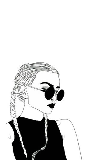 Wallpaper Desen Cool Fetita Cu Impletițe — Desen cool Fundal