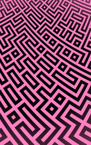Model geometric format din linii negre pe o suprafață roz strălucitor. Design abstract computerizat cu model. — Galaxy Tab S9 Ultra Fundal