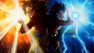 Dragon Ball Z Super Saiyan Vegeta, super broly creând fulgere cu minge albastră de foc. — Dragon ball z GIF Fundal