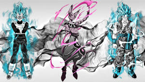 Dragon Ball Super broly Vegeta și San Goku în modul super saiyan pe un fundal gri. — Dragon ball super GIF Fundal