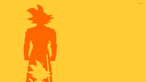 Dragon Ball Z super broly San Goku și umbra lui Gohan pe un fundal minimalist portocaliu și galben.