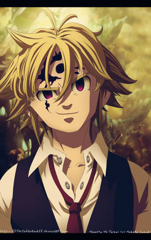 Wallpaper Meliodas cămașă albă cu nasturi și vestă neagră HD pentru mobil. — Galaxy Tab S10 Ultra Fundal