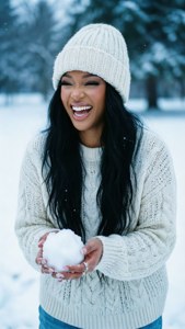 Doja Cat se bucură de o zi de zăpadă plină de joacă, în haine confortabile de iarnă. — Doja cat Fundal