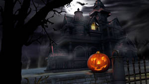 Dovleac în exterior în Halloween de desene animate