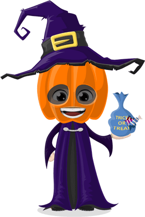 Dovleac Vrăjitoare Desen Animati Halloween — Kawaii halloween Fundal