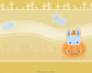 Dovleac Zâmbitor Kawaii de Halloween — Kawaii halloween Fundal