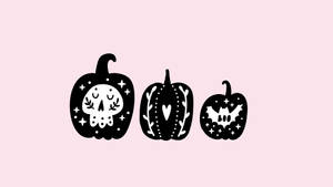 Dovleci Drăguți de Halloween cu Estetică Cute — Drăguț estetic Halloween Fundal