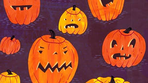 Dovleci Înfricoșători de Halloween cu Estetică Drăguță — Drăguț estetic Halloween Fundal