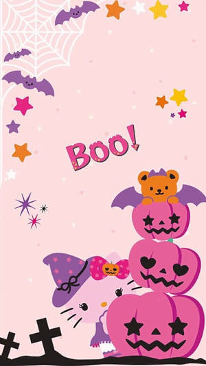 Dovleci Roz Kawaii de Halloween — Kawaii halloween Fundal
