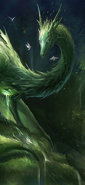 Fond de ecran Dragonul Verde Al Naturii — iPhone Air Fundal