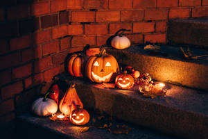Drăguț și Estetic de Halloween pe Scări — Atmosferă de Halloween Fundal