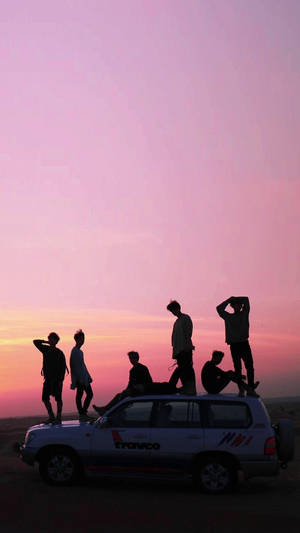 Apus roz portocaliu ecran de blocare BTS — Bts grup foto GIF Fundal