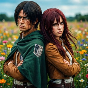 Wallpaper dinamic cu Eren și Historia din Attack on Titan — Anime cuplu GIF Fundal