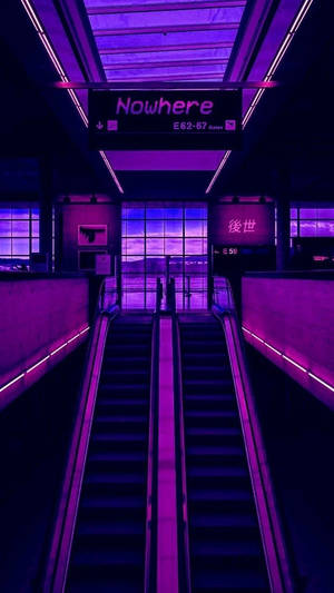 Escalator Anime Estetic Mov Purpuriu — Mov închis estetic Fundal