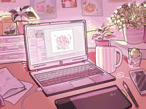 Imagini estetice anime roz — Roz estetic Fundal