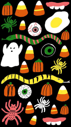 Estetică drăguț Halloween iconițe înfricoșătoare artă vectorială — Drăguț estetic Halloween Fundal