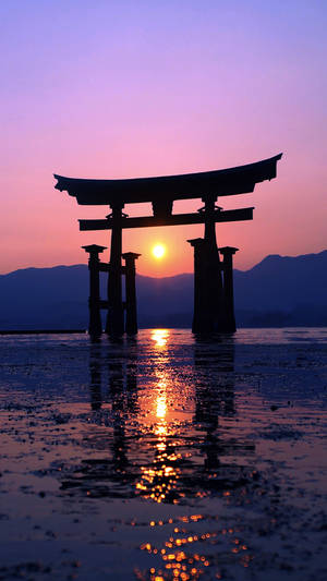 Estetică japoneză iPhone Siluetă Torii — Japonia GIF Fundal