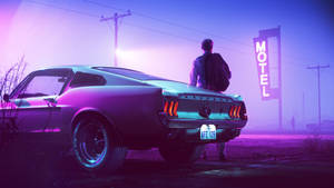 Estetică Neon Violet Ford Mustang — Violet neon estetic Fundal