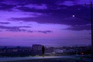 Estetică neon violet a cerului nocturn