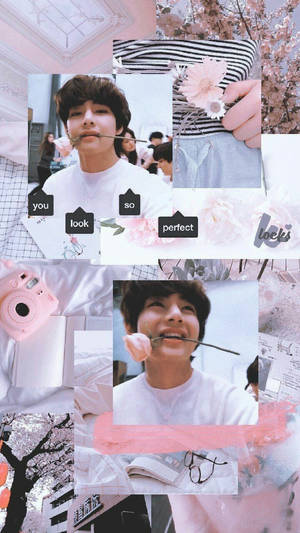 Estetică Pastel Roz Membru V BTS — Bts drăguț Fundal