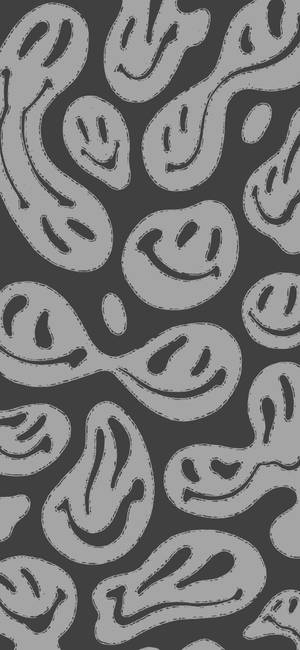 Estetică trippy cu smiley distorsionat în tonuri de gri — Trippy estetică Fundal