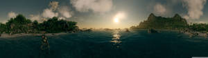 Fotografie panoramică a plajei pentru fundal de pereți. — 5120x1440 Fundal