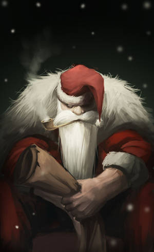 Evil Santa Pipe Smoking Wallpaper — Galaxy Tab S9 FE Fundal