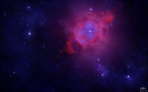 Fond de ecran uimitor cu nebuloasă galactică mov, stele, praf cosmic și corp ceresc