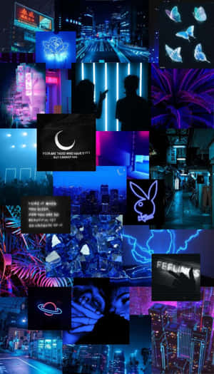 Imagini estetice neon albastru — Albastru neon estetic Fundal