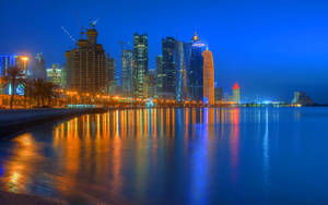 Faleza Doha din Qatar wallpaper — Amurg Fundal